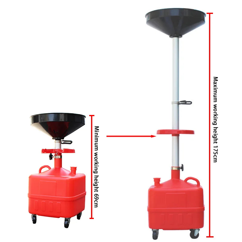 34L Gear Oil Receiver Machine Recovery Bucket Large Capacity Waste Oil Collector Height Adjustable Engine Oil Suction Machine