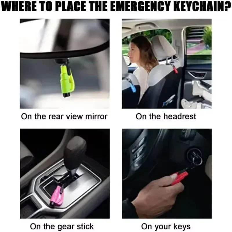 *3-in-1 Car Safety Hammer Window Breaker & Seat Belt Cutter Keychain Mutifunction Emergency Rescue Tool Auto Accessories..