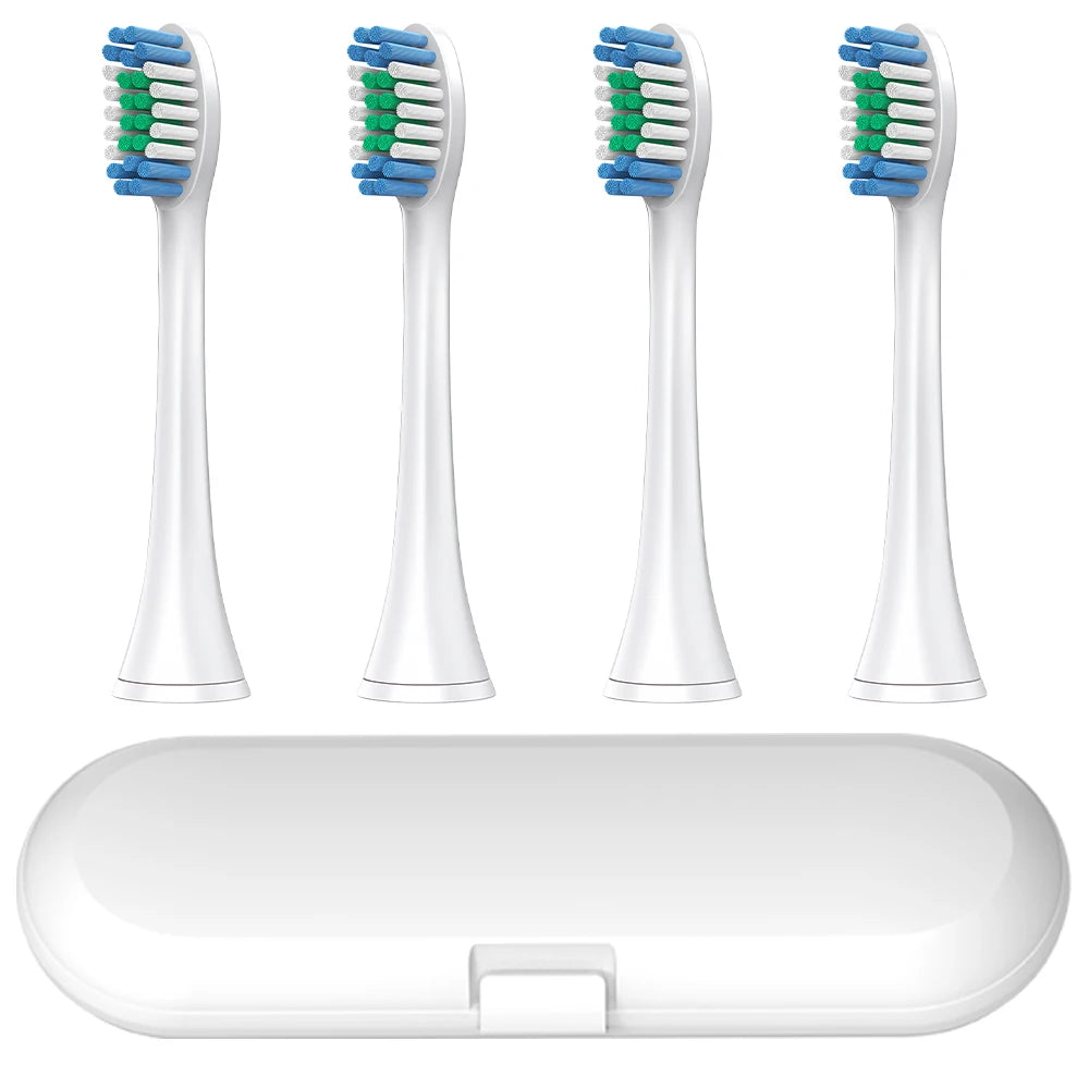 Toothbrush Travel Box & 4pcs Medium Soft Bristles Replacement Brush Heads Compatible with Philips Sonicare Electric Toothbrushes