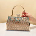 Bucket Design Women Clutch Bags Golden Metal Luxury Acrylic Evening Bags Box Holder Rhinestones Glitter Handbags Purse