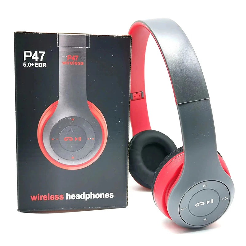 New P47 TWS Headset  Bluetooth Headset Folding Series Wireless Sports Game Stereo Headset for iPhone Huawei XiaoMi Samsung