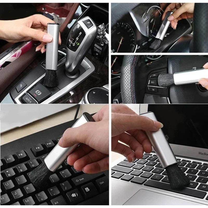 5/1Pcs Car Retractable Interior Cleaning Brush Air Conditioner Computer Detailing Brush Keyboard Plastic Handle Wool Brush