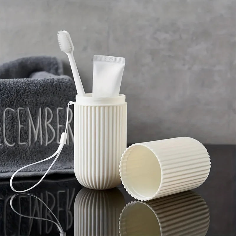 1pc Portable Travel Toothbrush Toothpaste Storage Box Set - Compact Couples Oral Care Kit with Mouthwash Cup,Makeup Brush Holder