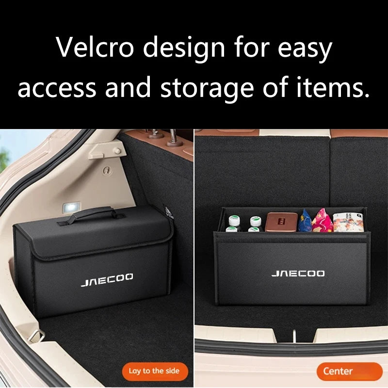 Car Leather  Trunk Storage Box Foldable Carbon Fiber For CHERY JAECOO J7 J8 J5 2023 2024 2025 Auto Organizer Bag Accessories