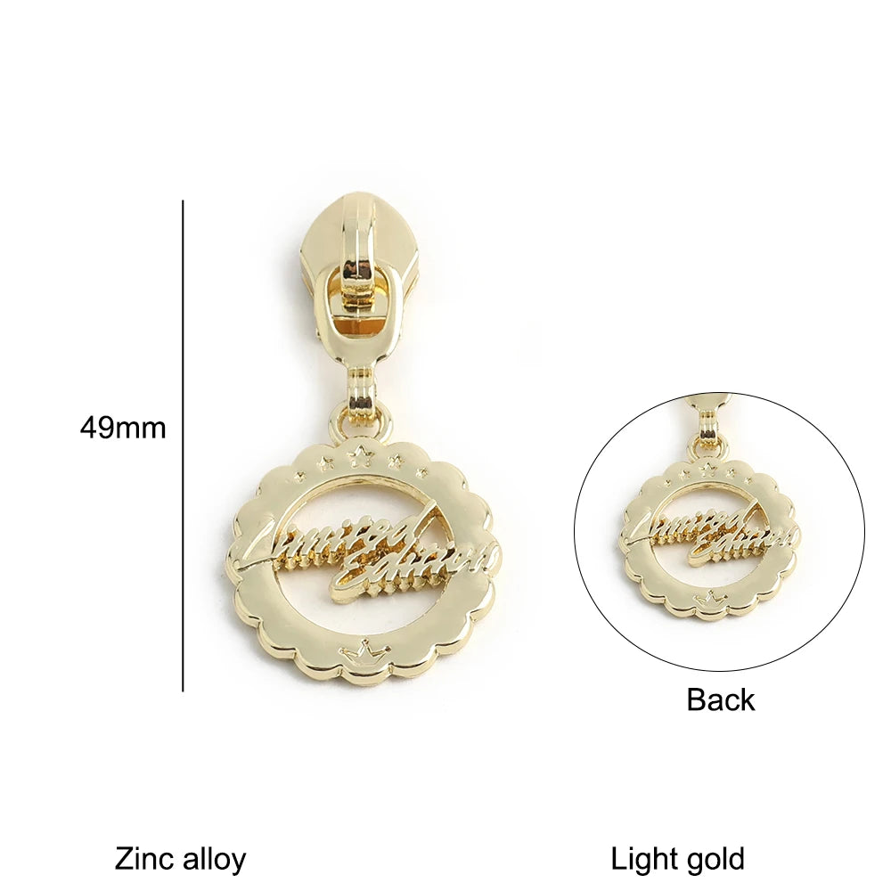 10/30/100PCS 5# Dandelion,Fern Leaf Shape Limited Letter Embossed Zipper Puller Sliders For Handbag Backpack Garment Accessories