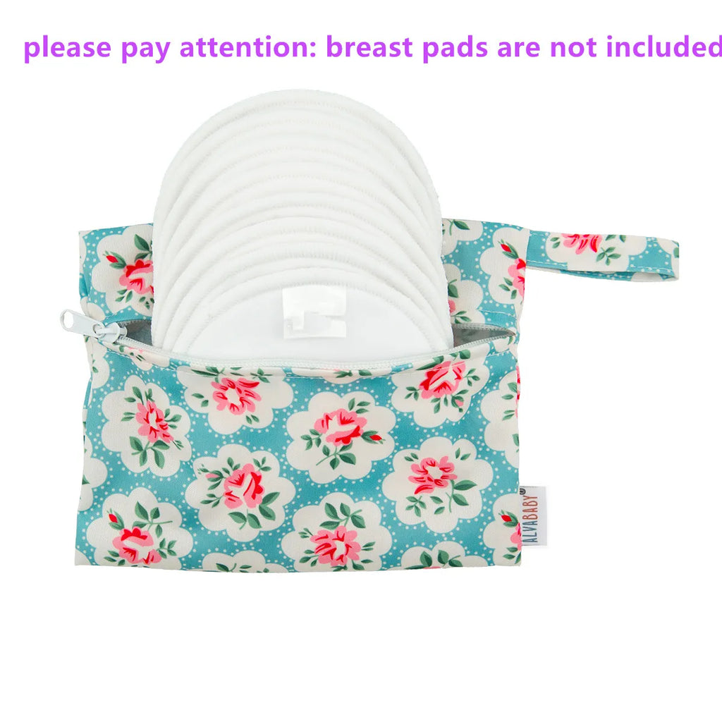 2PCS Reusable Mini Wet Bags 18.5cmx15cm Washable Cloth Bags with 1 Zipper for Menstrual Pads Breast Pads Baby Wipes Storage Bag