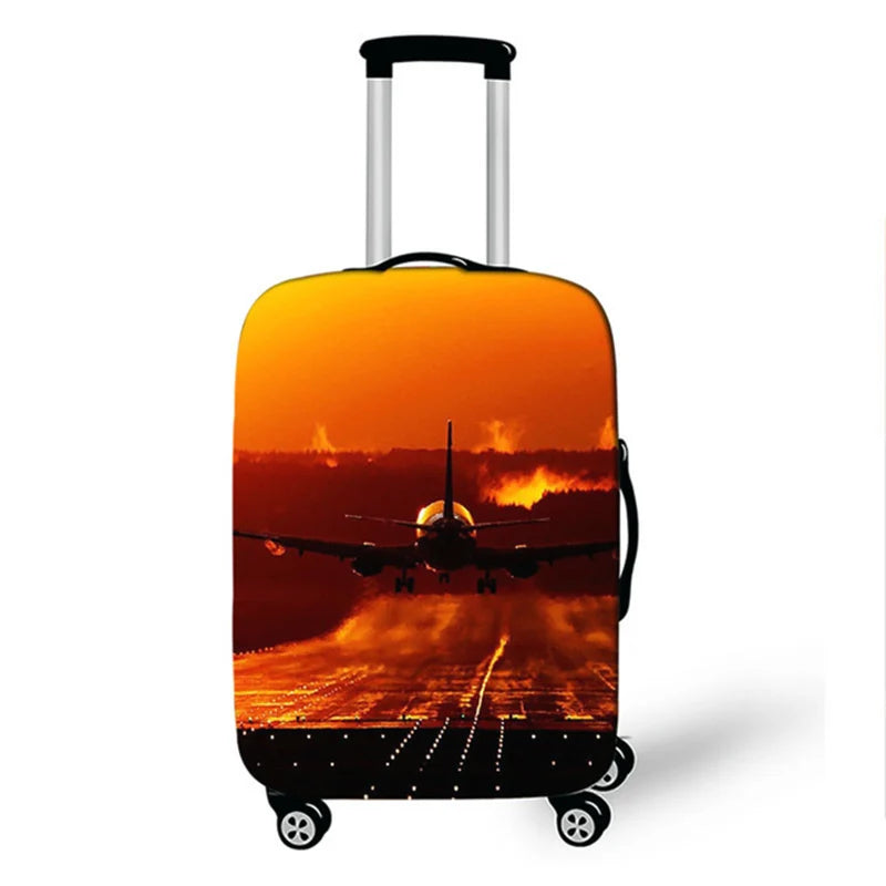 3D Aircraft Travel Suitcase Cover Elastic Fabric Luggage Protective Cover 18-32 Inch Thicken Trolley Case Cover Travel Accessory