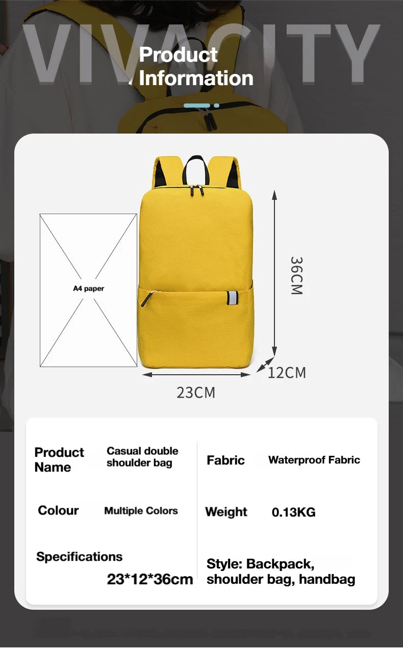 Leisure Travel Backpack Single Shoulder/hand-Held/double Shoulder Bag Waterproof Material Lightweight Student Backpack Unisex