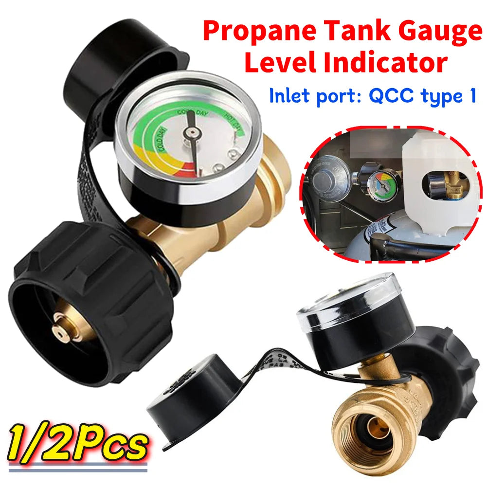1/2Pcs Propane Tank Gauge Level Indicator Gas Pressure Meter Propane Pressure Gauge for RV Camper Cylinder BBQ Gas Grill Heater