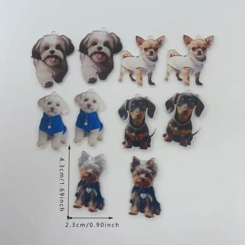 10pcs Acrylic Colorful Cartoon Cute Dog Animal Pendant DIY Keychain Earrings Jewelry Pendant Accessories