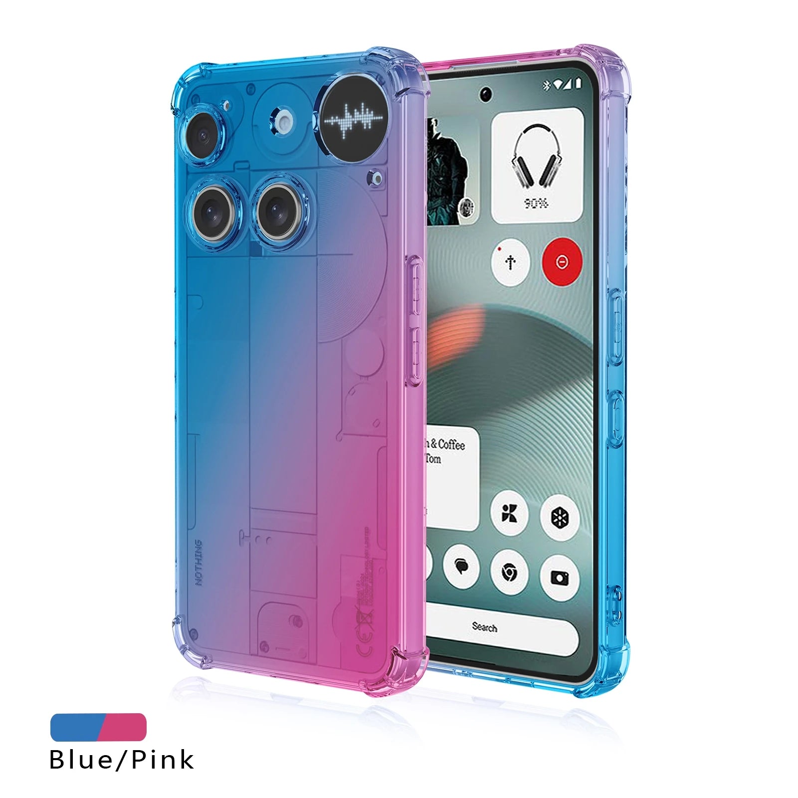 Airbag Shockproof Gradient Transparent TPU Case for Nothing Phone 3 (3) Protective Cover Back Shell Frame Capa Fundas