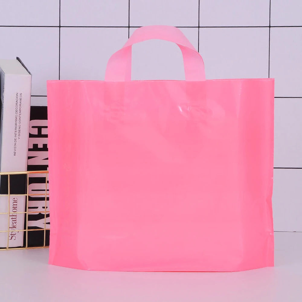 100pcs Custom Logo Colorful Shopping Bags With Handle Plastic Gift Bag Print One Color Logo On Double-sided Free Design Print