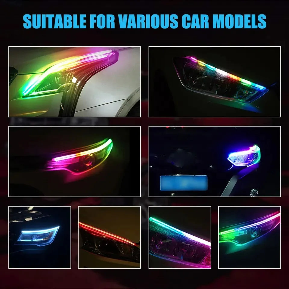 Daytime Running Lights Car LED DRL Lamp Strip DRL Decorative  Light Auto Headlight Turn Signal Light RGB With Remote App Control
