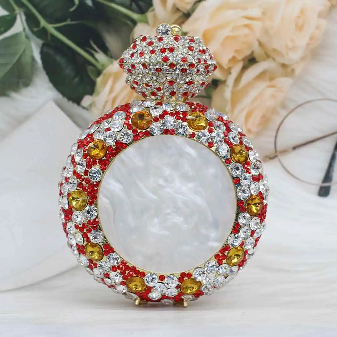 New Design Big Diamond Ring Bag Women Clutch Purse Bridal Wedding Rhinestone Evening bags lady handbags Silver and gold