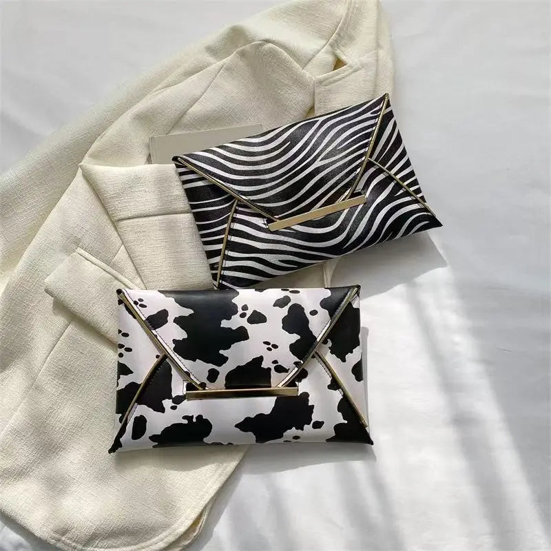 Fashion Women Leopard Zebra Cow Print Clutch Soft PU Leather Purses Female Large Capacity Envelope Bags Ladies Evening Party Bag