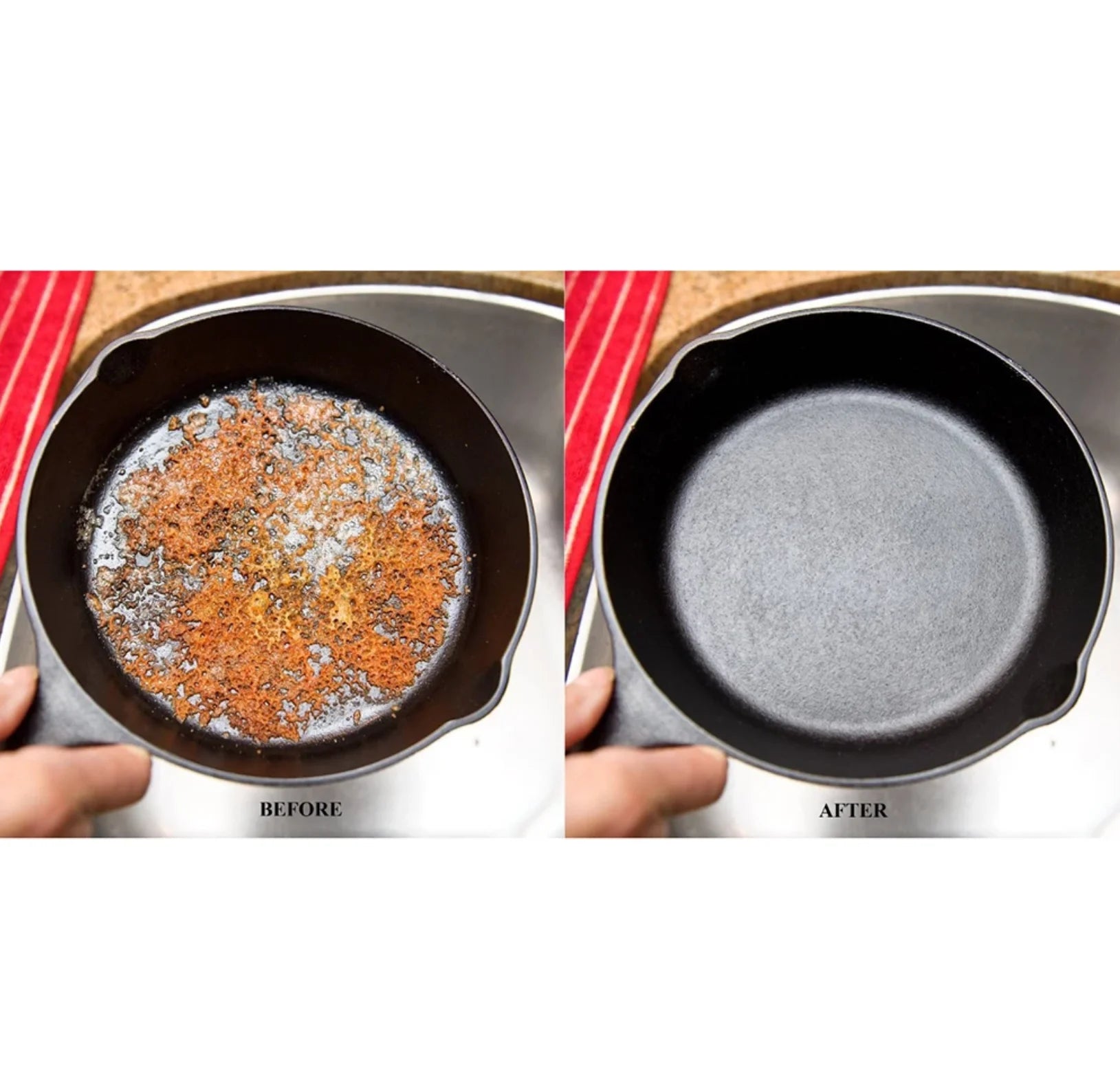 3 Size Cast Iron Cleaner Kitchen Rust Pot Pans Cleaning Scrubber Steel Rust Remover Scraper Brush Kit Metal Cleaning Brush
