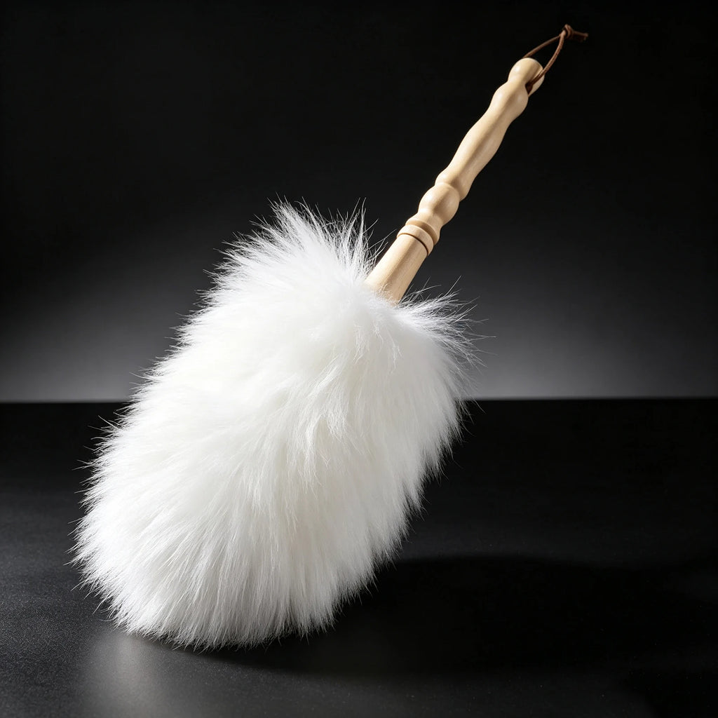 Car Duster Wool Dust Mop with Wooden Handle, Soft Anti-Scratch Detailing Brush for Car Interior Exterior Dust Removal