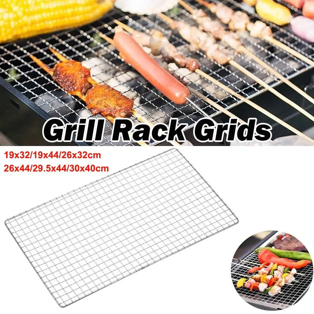 New Stainless Steel Grill Rack Grids Reusable Nonstick BBQ Roasting Rack Rectangular Grill Grate Mesh Pads Oven