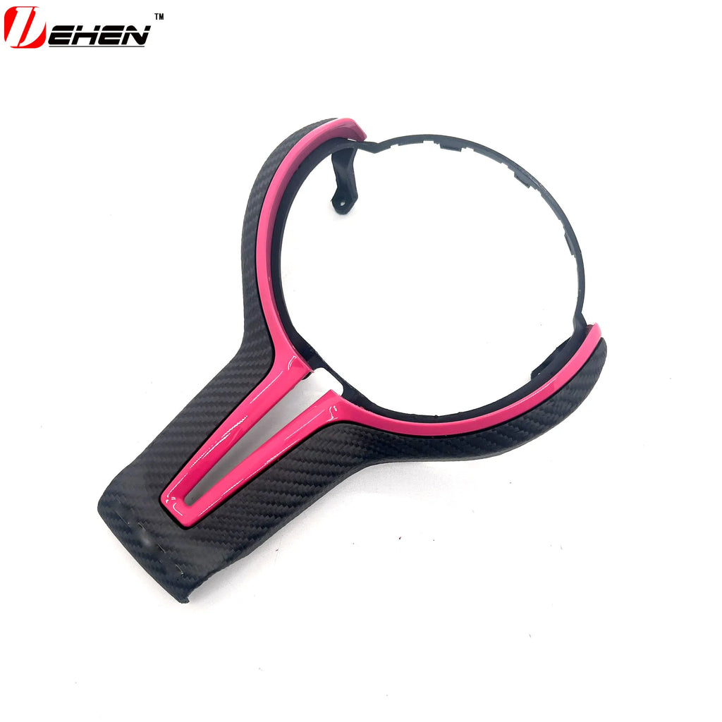 For BMW F20 F22 F30 F31 F32 F33 F36 F10 F06 F12 F13 F15 F16 M-Sport Replacement Style ABS+Carbon Fiber Steering Wheel Trim