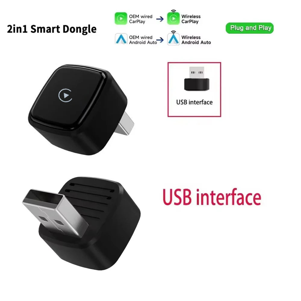 Skilldrive 2026 Mini CarPlay Wireless Android Auto Adapter Type C Port AI Smart Box Intelligent System USB for Wired CarPlay Car
