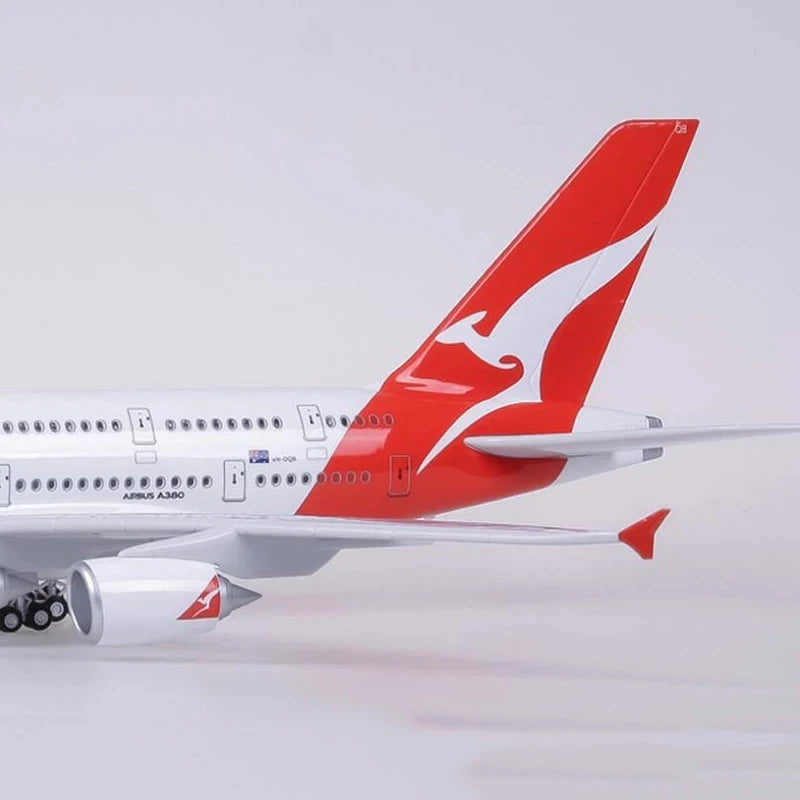 A380 Qantas Airline 45.5cm Airplane Model 1/160 Scale Die-Cast Plastic Resin Collectible with Light & Wheels