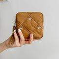 1pc Gift Bow Sanitary Napkin Organizer Bag Coquette Quilted Women's Mini Clutch Bag Cotton Keychain Earphone Coin Purse