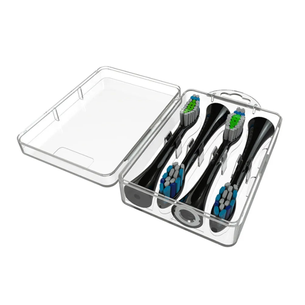 Travel Toothbrush Protective Case for Electric Brush Heads 4-Slot Compact Food-Safe Plastic Box Dustproof Hygienic Portable