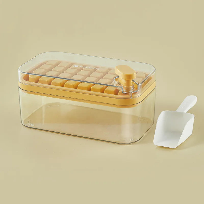 32/64 Grids Ice Cube Maker Ice Storage Box with Lid Pressing Ice Molds Silicone Ice Cube Tray One Button Release Ice Cube Mold