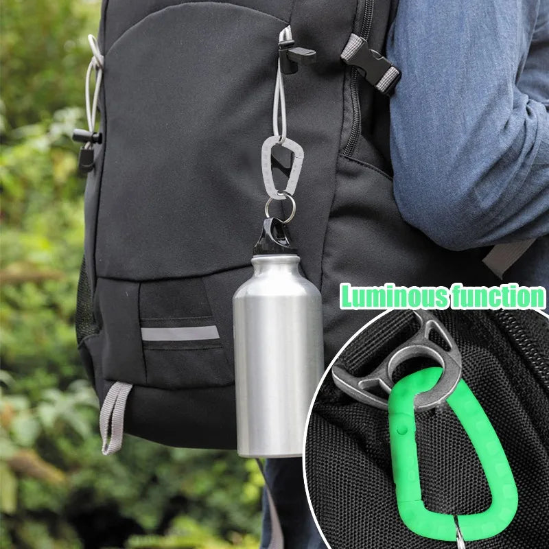 Luminous Lightweight Hook Glow in The Dark Outdoor Climbing Camping Backpack Tactical Hanging Buckle Ring D EDC Equipment Tools