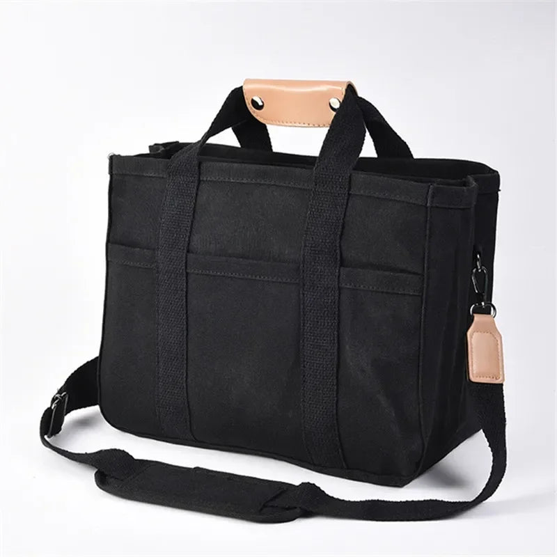 Thickened Canvas Tote Bag, Multi Functional Single Shoulder Crossbody Bag, Large Capacity Handbag with Multi-layer Storage Bag