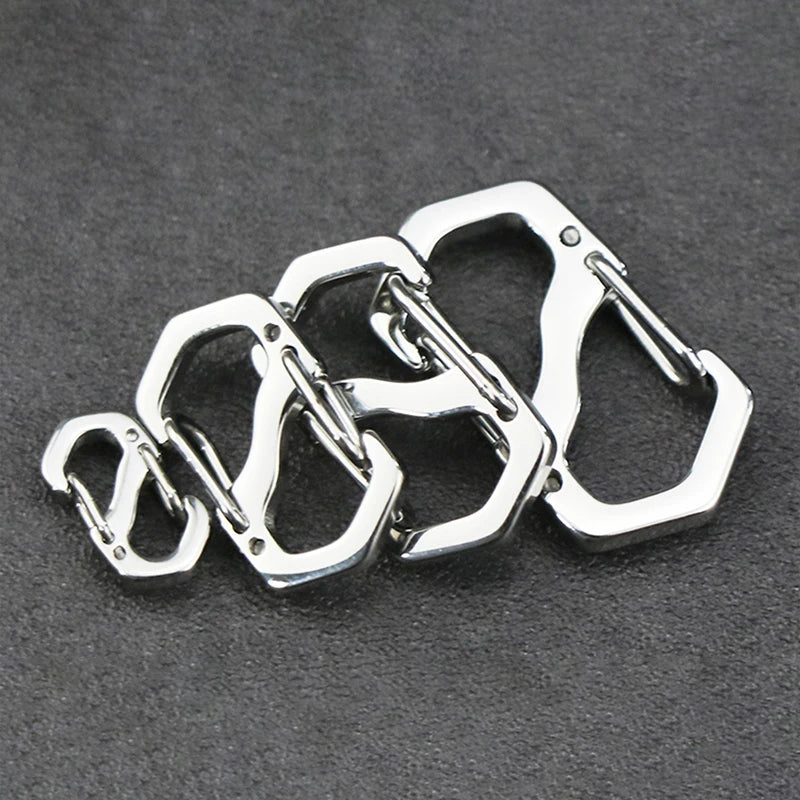 S Type Carabiner with Lock Anti-Theft Outdoor Camping Backpack Buckle Key-Lock Tool Metal Double Hooks Mini Keychain Lock Hook