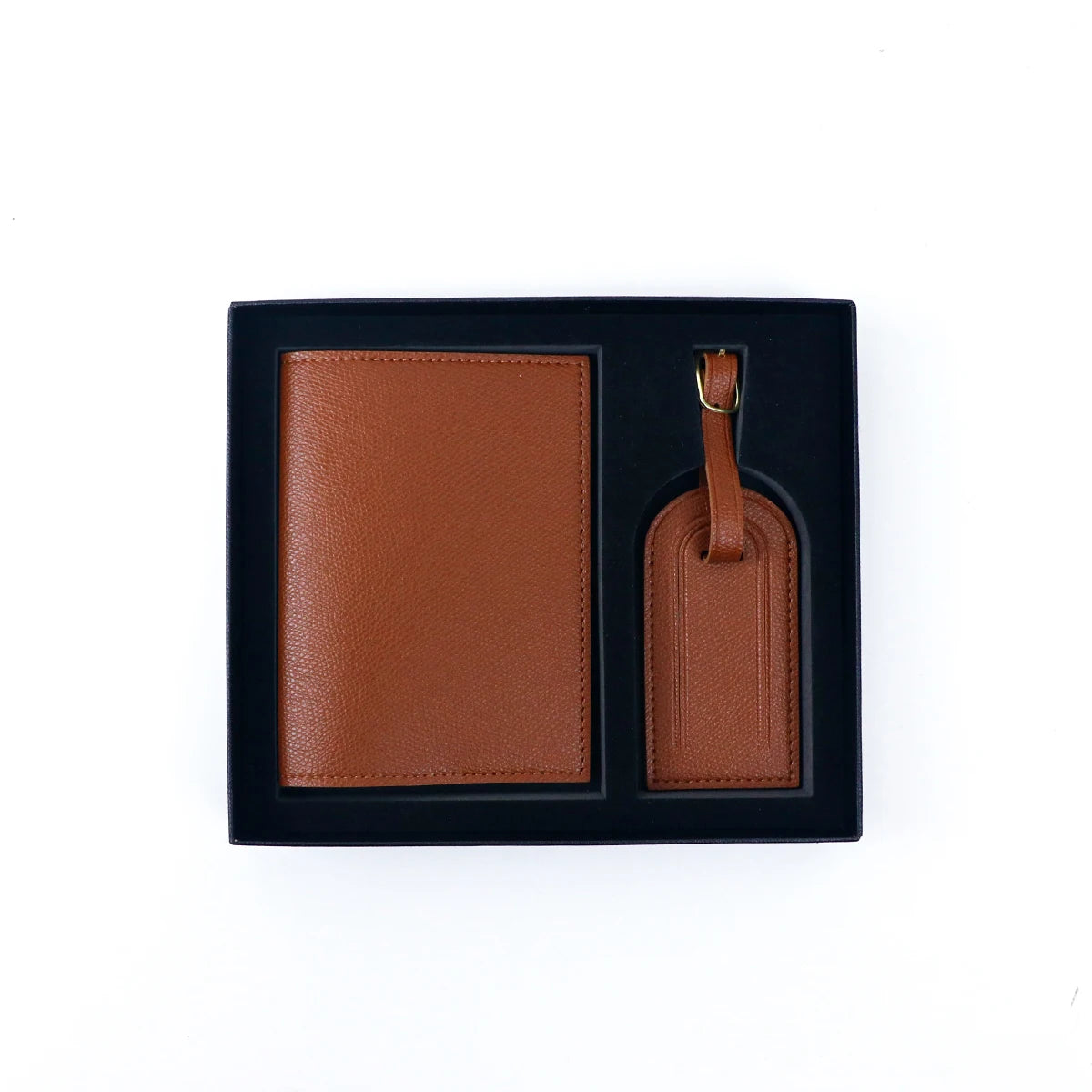 Customized name pu leather travel passport holder and luggage anti-loss label with essential travel gift box