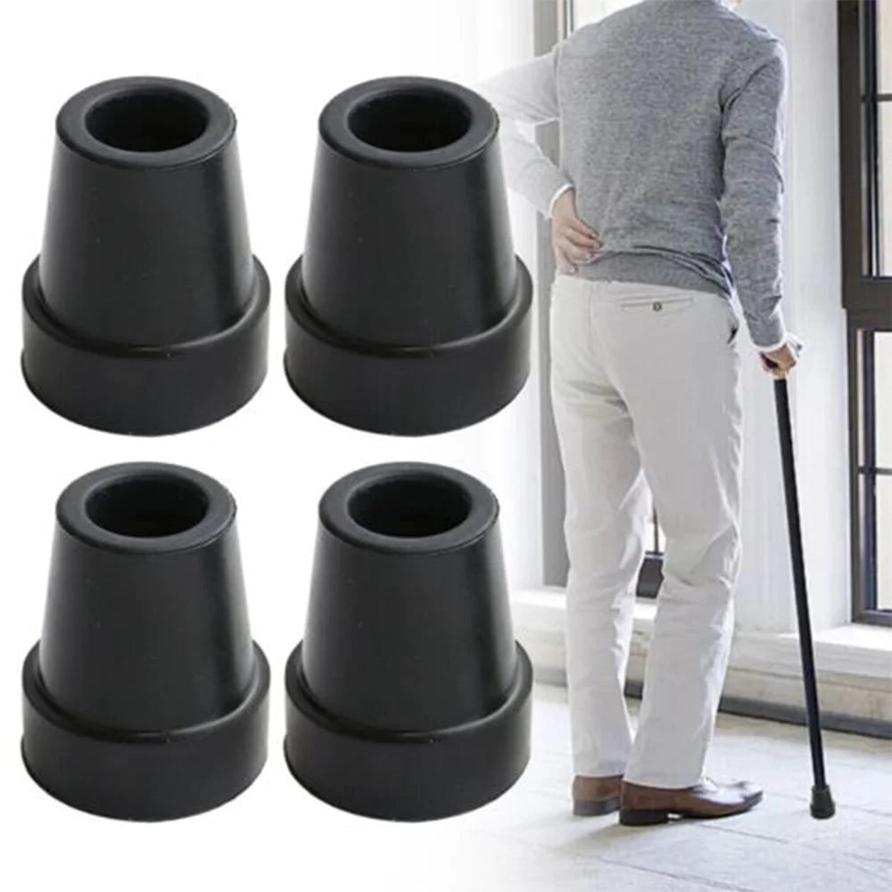 4pcs Cushioned Non-Slip Walking Stick Ferrule Rubber Durable Cane Crutch Bottom Pads 19mm Heavy Duty Walking Stick Pad Climbing