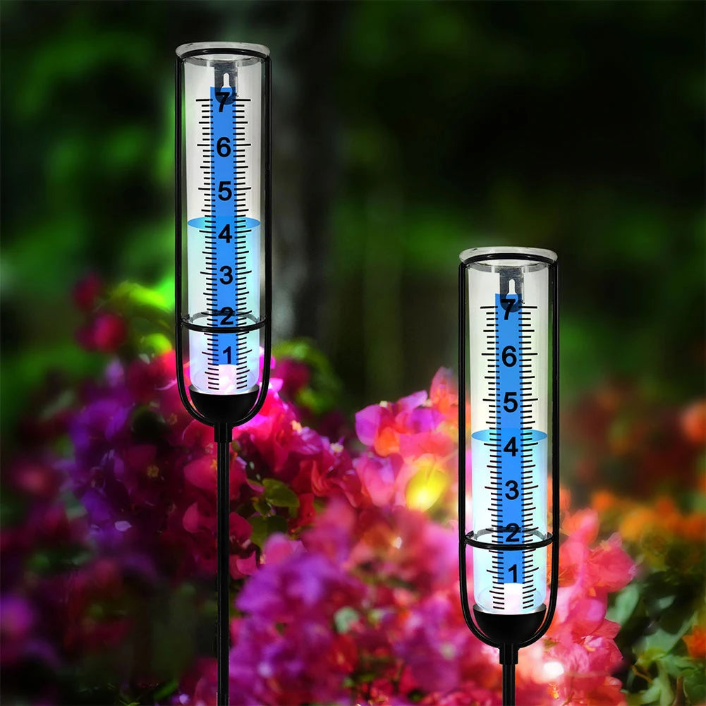 Rain Measure Gauge with Stake Adjustable Height Accurate Rain Gauge Freeze Proof Transparent Rain Measure Gauge for Outdoor Yard