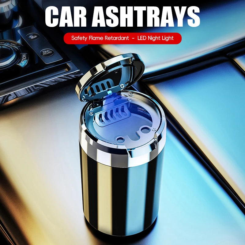 Car Cigarette Ashtray with Lid with LED Night Light Portable Detachable Vehicle Ashtray Holder Cigarette Ashtray Accessory