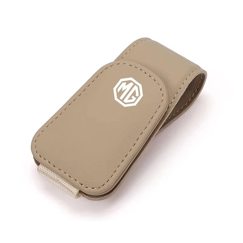 Leather Car Glasses Clip Sun Visor Credit Card Holder For MG ZS 5 7 6 Cyberster MG4 EV ES5 HS ONE GT GS MG3 EZS 3SW