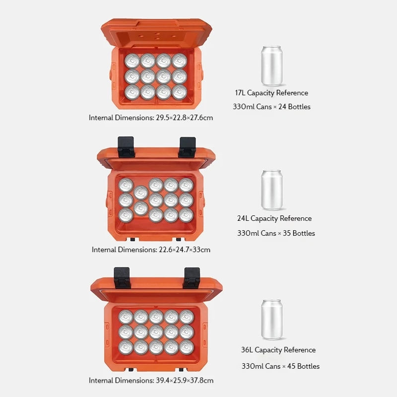 Naturehike Outdoor Camping Cooler Box 17/24/36L Insulated Ice Bucket Portable Car PU Refrigerator Large Capacity Pulley Ice Box
