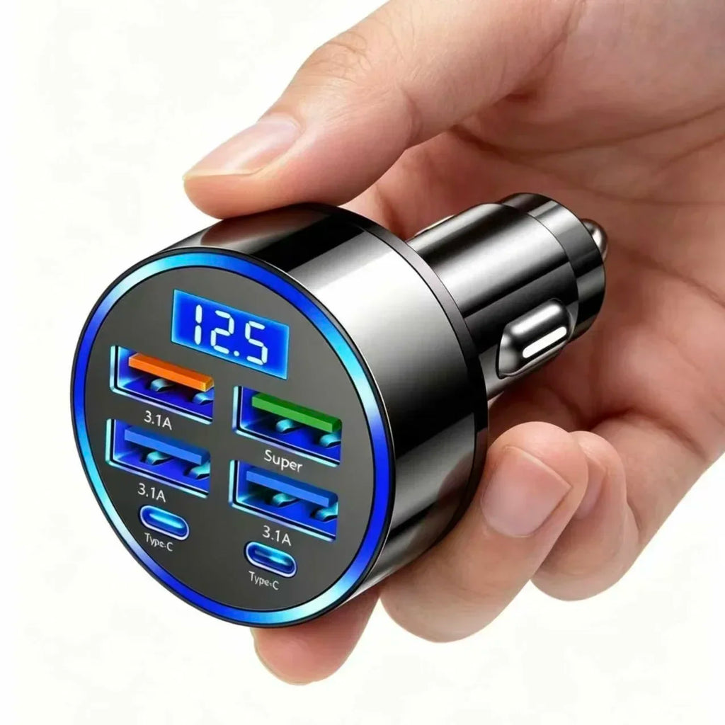 Multi Port Car Charger 6 USB Ports Super Fast Charging Car Cigarette Lighter Splitter Universal Vehicle Phone Charger Adapter
