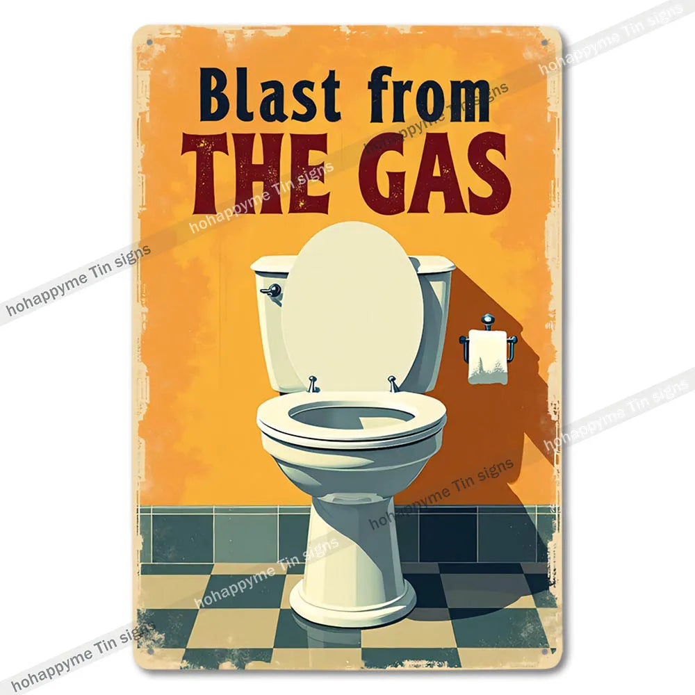 Retro Metal Tin Bathroom Signs Wall Decor for Home Restroom Vintage Toilet Humor Art Unique Gift Ideas