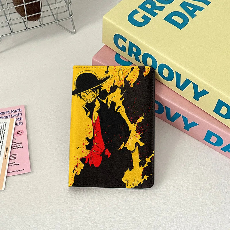 New Japanese Anime Cartoon Passport Holder Cover Women Men Travel Essentials Passport Wallet Air Ticket Credit Card Holder Case