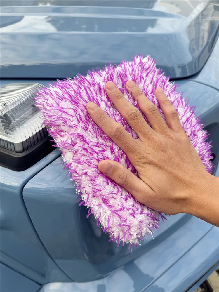 Lucullan Purple NO LOGO Car Wash Pad No Cuff With Opening On One Side to Become Mitt