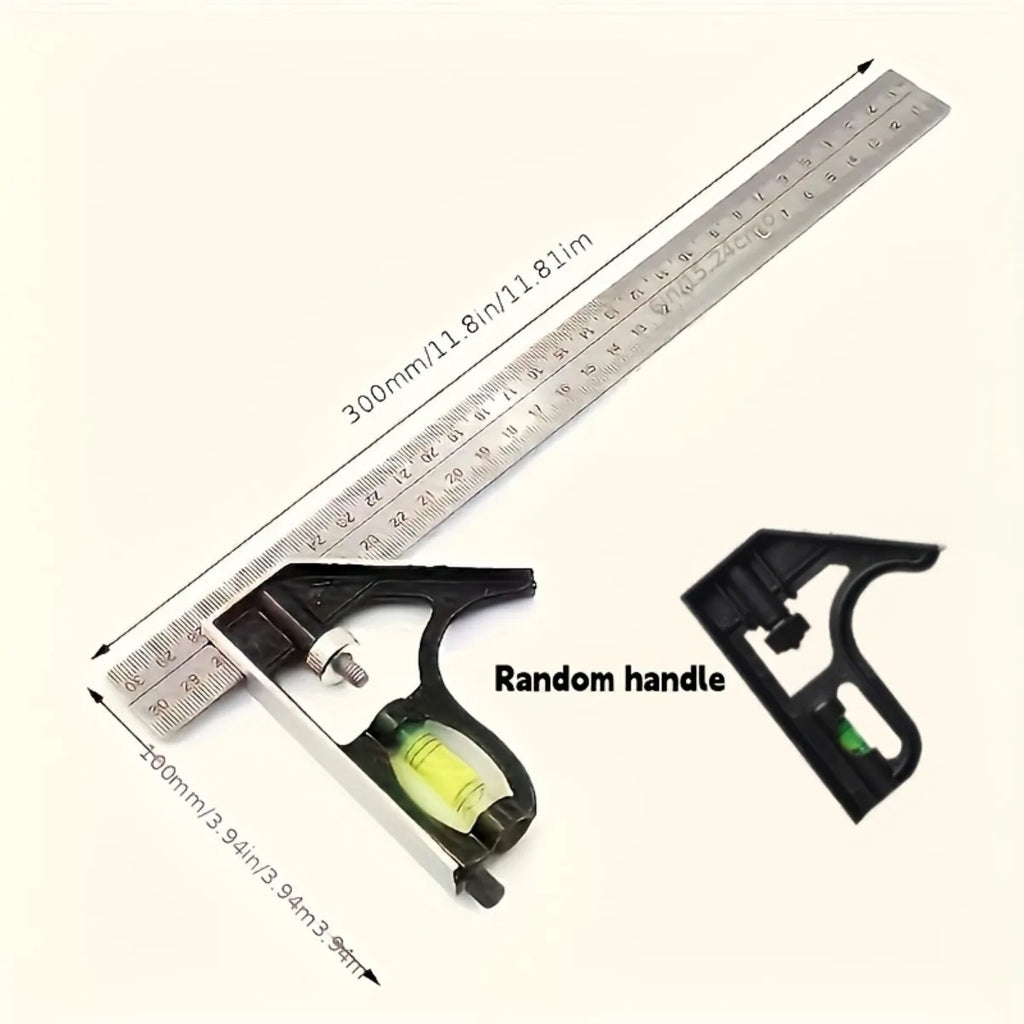 Plastic Base, Metal Aluminum Combination Square with Movable Horizontal Scale, Suitable for 90° and 45° Angle Marking