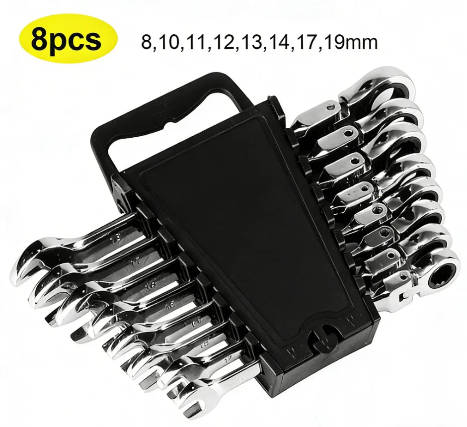 Ratchet Wrench of Keys Spanner Set Hand Tool 72-Tooth Ratcheting Flexible Head Mirror Finish for Car Repair Tools