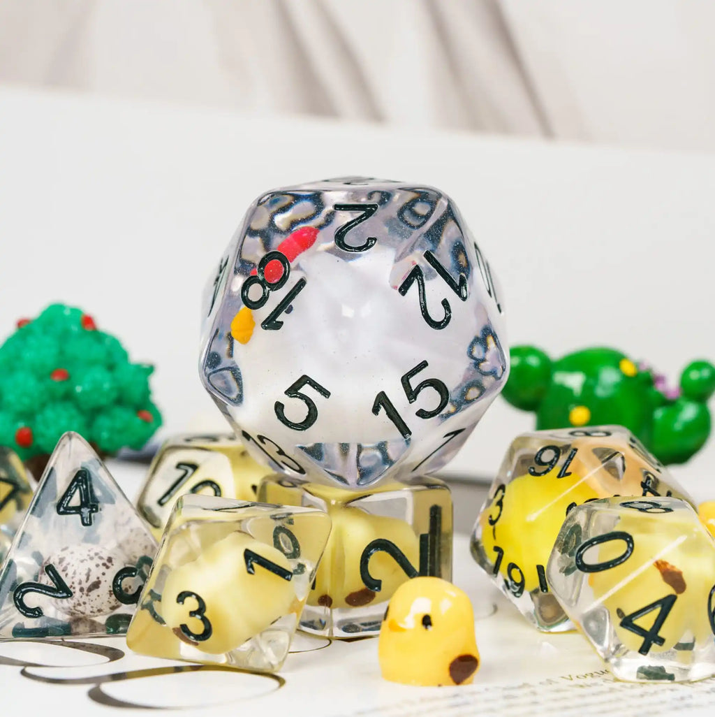 Cusdie Animal DnD Dices Cute Resin 7Pcs Various D4 D6 D8 D10 D% D12 D20  Polyhedral Dice Set for D&D Role Playing Board Games