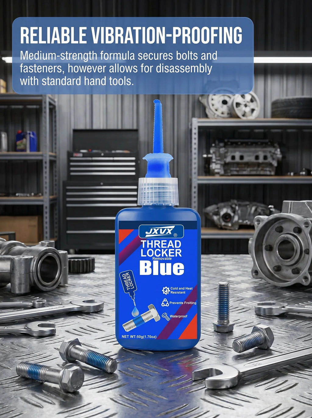 1–3 Pieces of 50ml Anaerobic Adhesive, Medium Strength, Quick-Drying Threadlocker, Oil and Water Resistant, Heat Resistant. Suitable for Metal Bolts, Nuts, and Screws