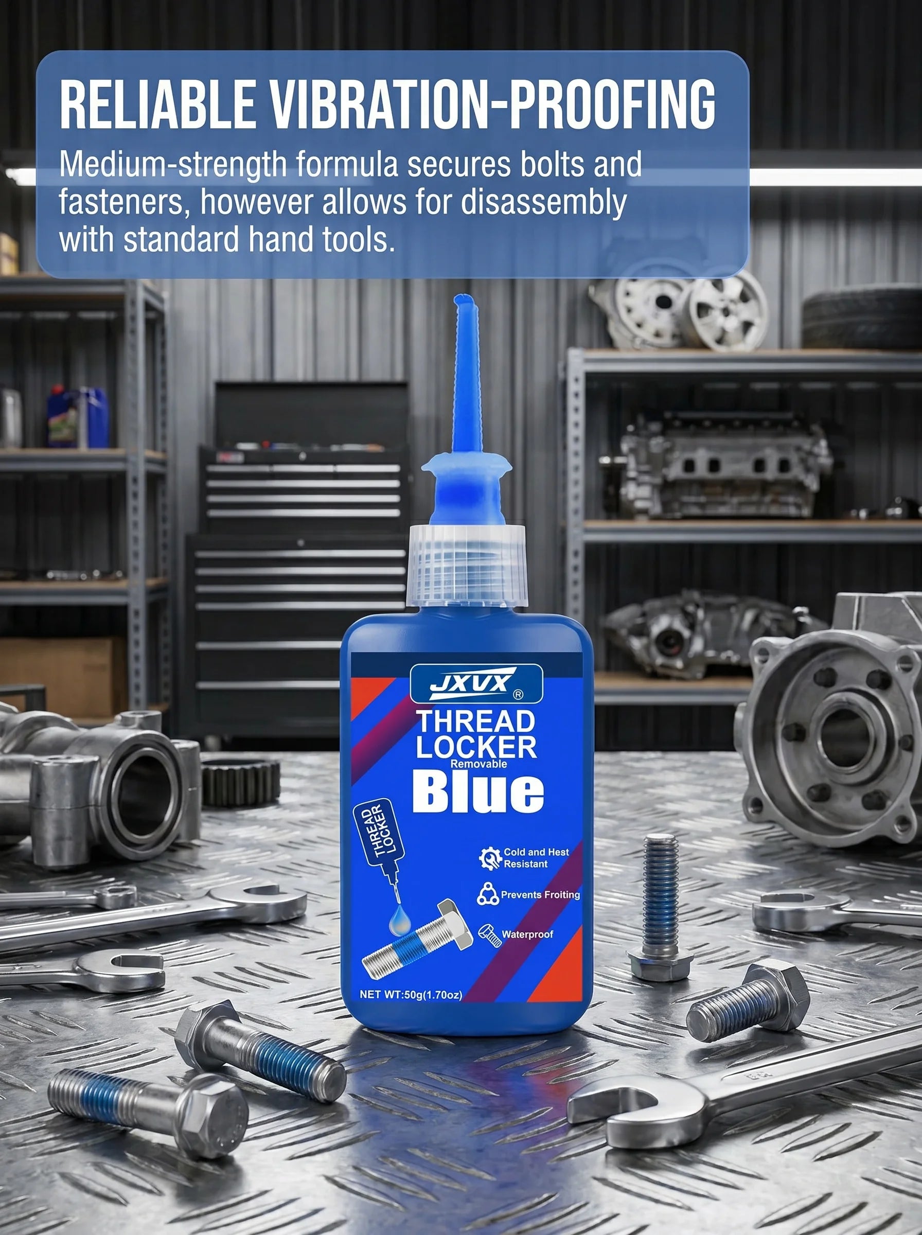 1–3 Pieces of 50ml Anaerobic Adhesive, Medium Strength, Quick-Drying Threadlocker, Oil and Water Resistant, Heat Resistant. Suitable for Metal Bolts, Nuts, and Screws