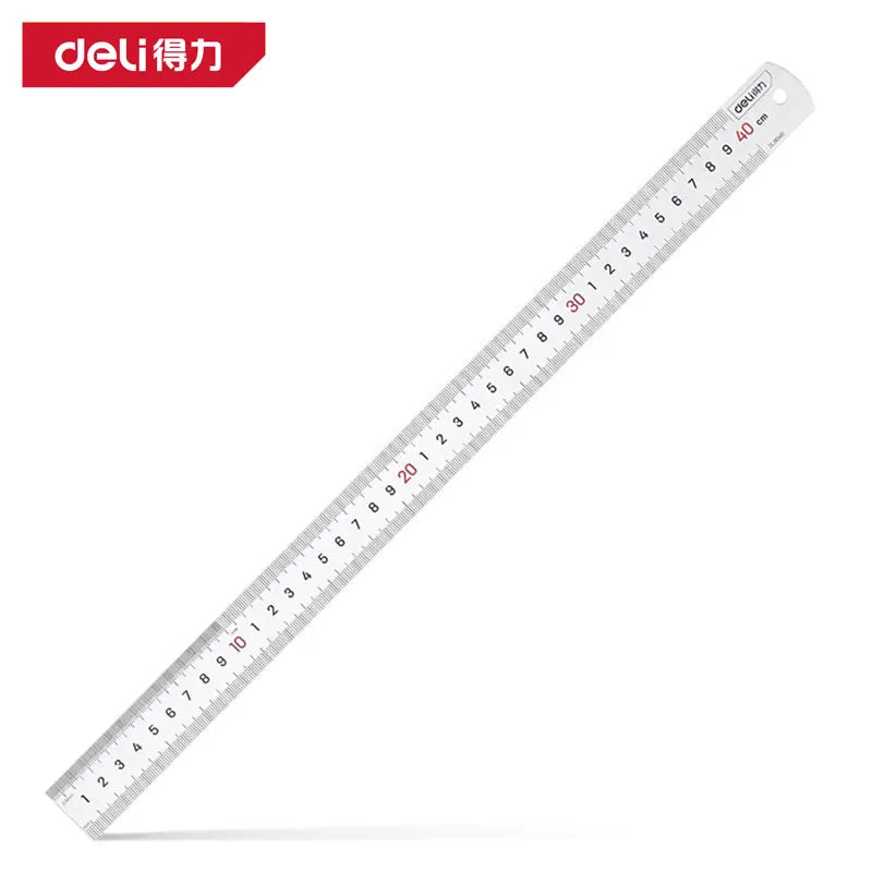 Deli 1Pc Stainless Steel Ruler 15/20/30/40/50cm Metal Straight Ruler for Home School Precision Measuring Drawing Tool Supplies