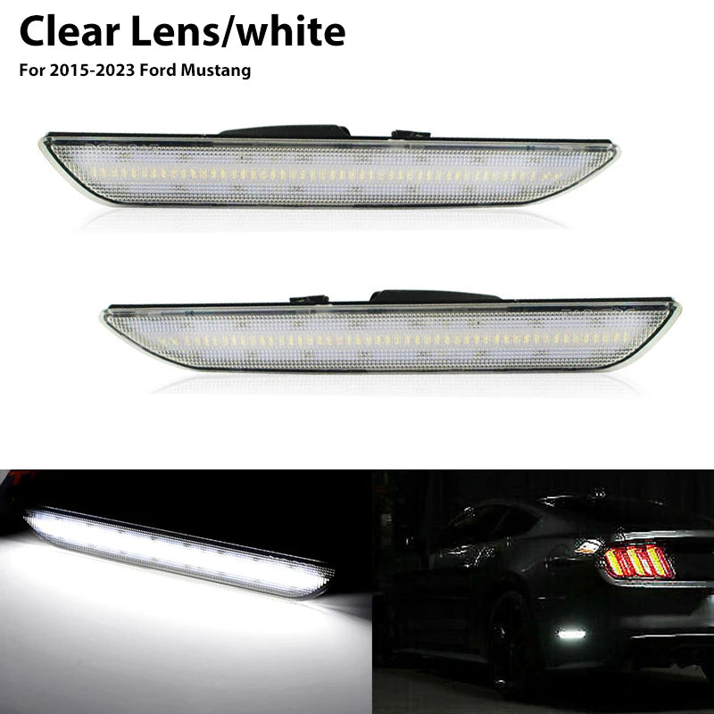 iJDM For 2015-2023 Ford Mustang Red/White Rear Side Fender Marker Light Parking Light/Driving Lights,OEM Sidemarker Lamps 12V