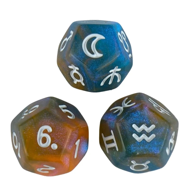 3Pcs Astrologys Dices 12-Sided Dices Divinations Tool Tarots Constellations Dices 54DE