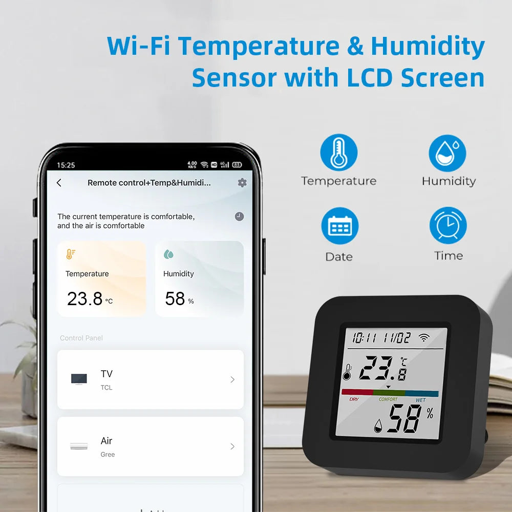 WIFI Tuya Smart Universal IR Remote With Temperature Humidity Sensor for Air Conditioner TV AC Works with Alexa Google Home